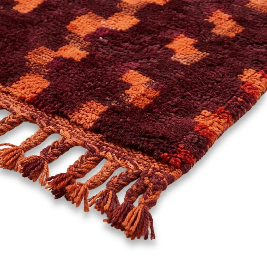 Tapis Boujad Vintage Rouge & Orange — Pièce Unique