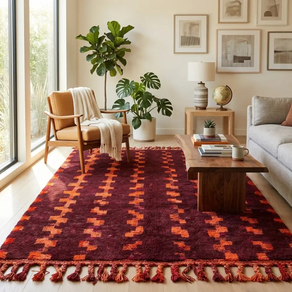 Tapis Boujad Vintage Rouge & Orange — Pièce Unique