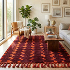Tapis Boujad Vintage Rouge & Orange — Pièce Unique