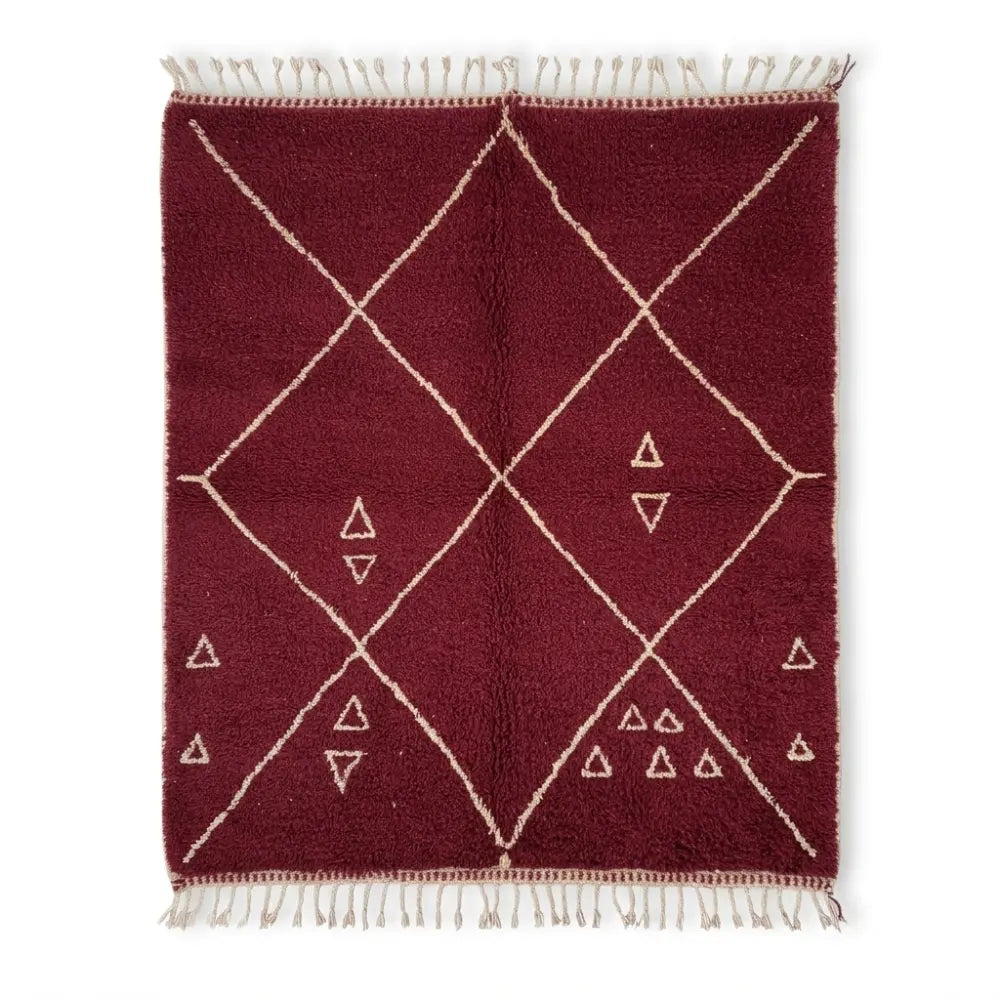 Tapis Beni M'Guild Bordeaux — Losanges Tissés Main