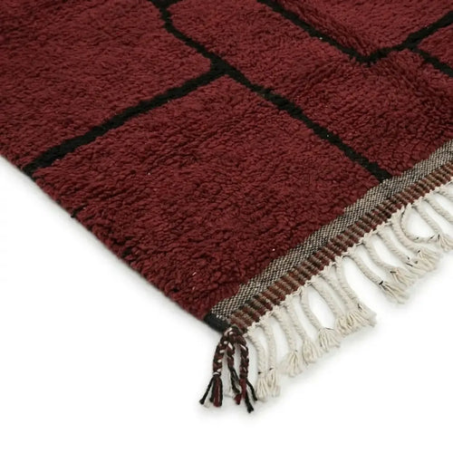 Tapis Beni M'Guild Rouge — Lignes Noires Main