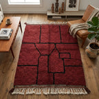 Tapis Beni M'Guild Rouge — Lignes Noires Main