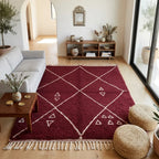 Tapis Beni M'Guild Bordeaux — Losanges Tissés Main
