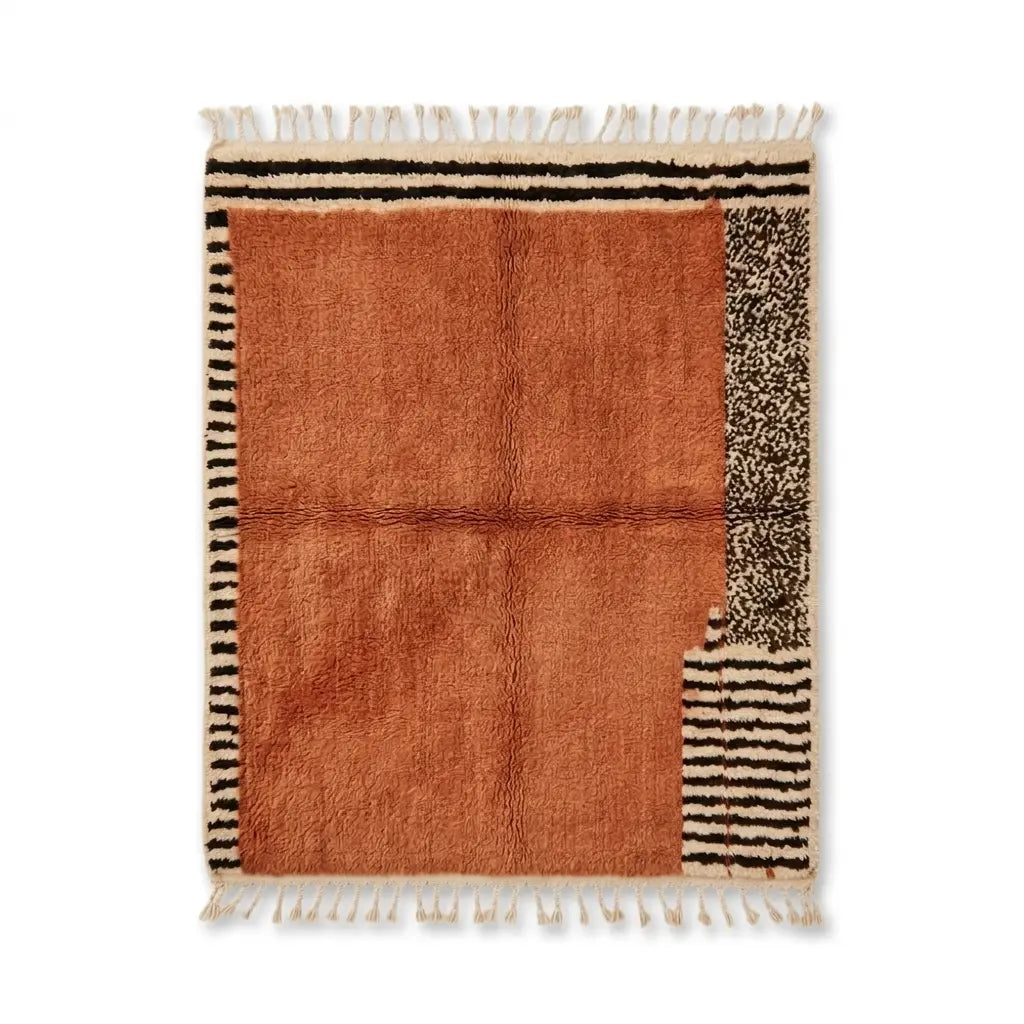 Tapis Azilal Terracotta — Motifs Abstraits Main