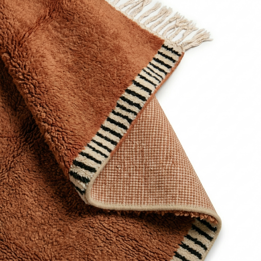 Tapis Azilal Terracotta — Motifs Abstraits Main