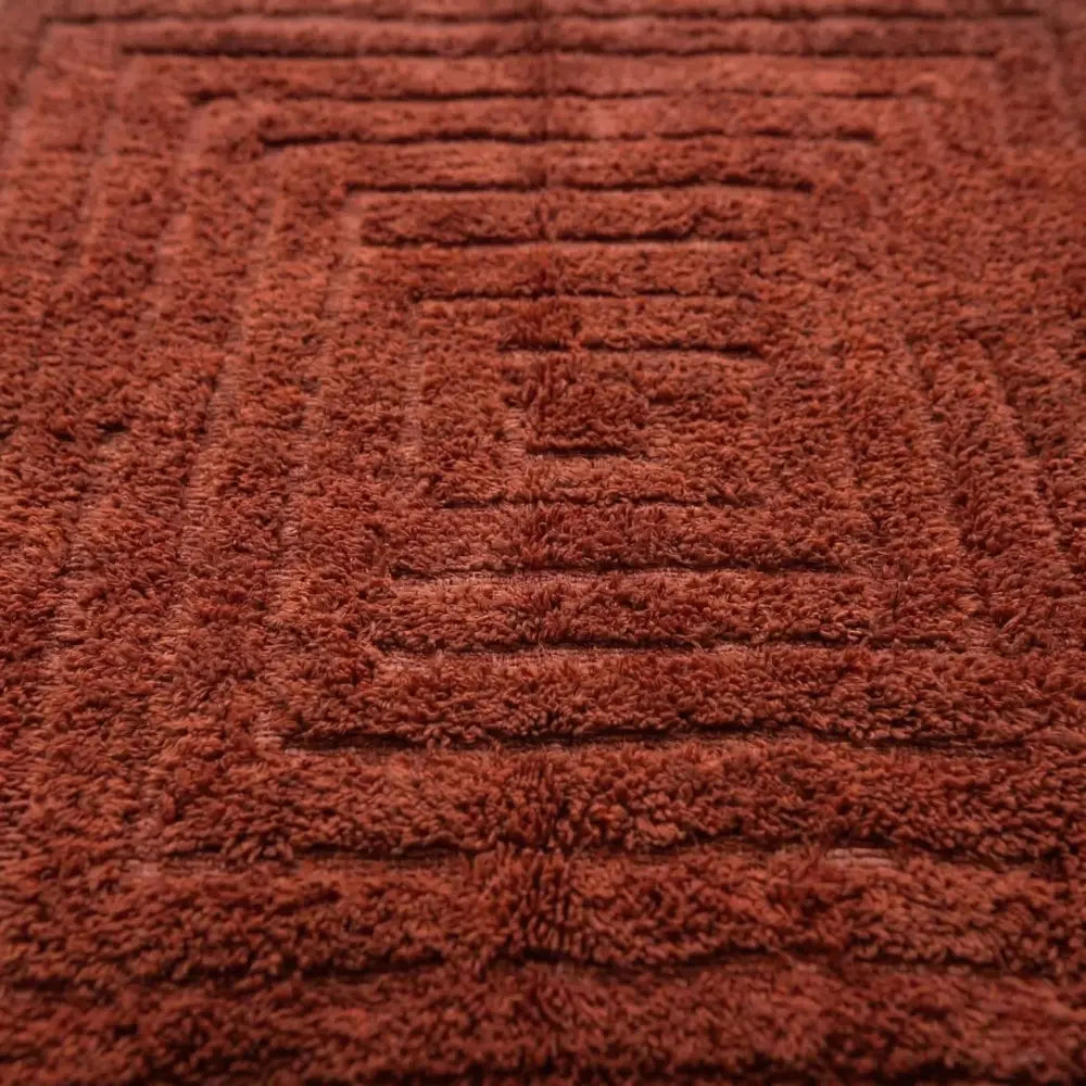 Tapis Mrirt Terracotta — Relief Sculpté Main