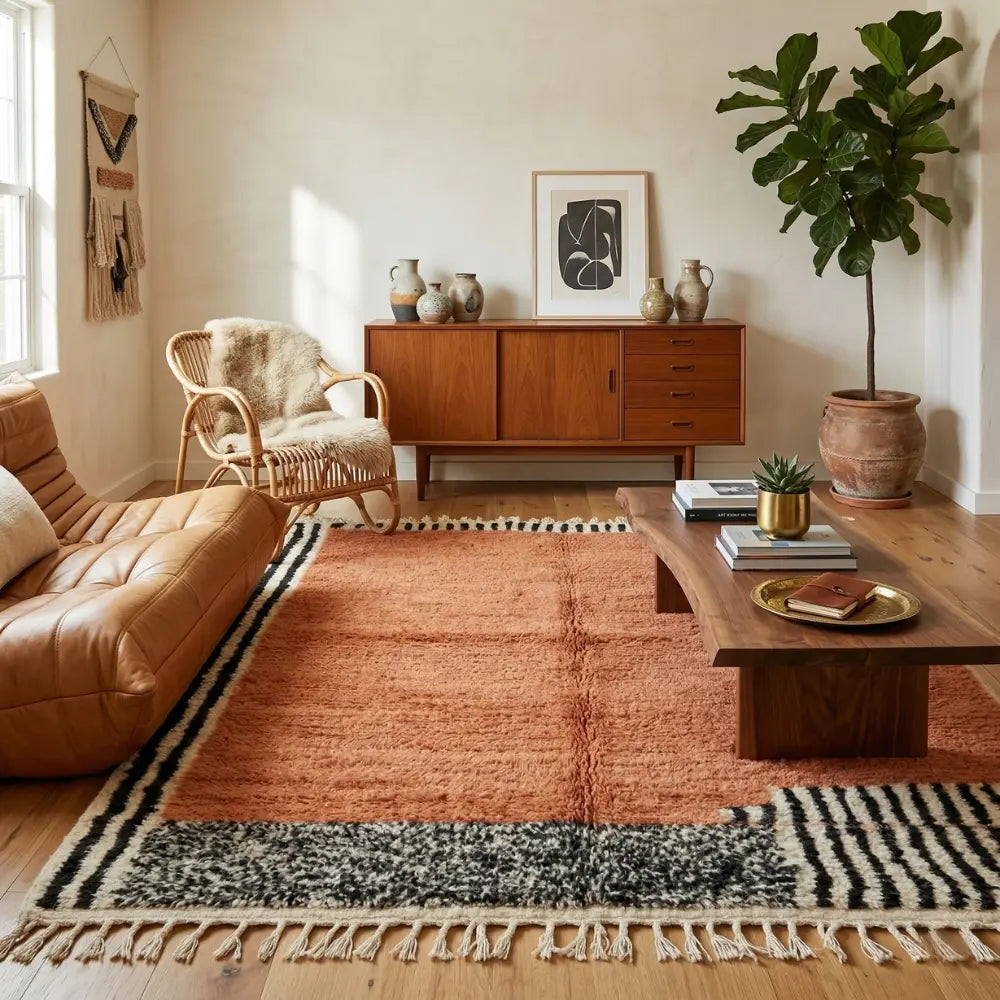 Tapis M'irt Terre Cuite — Motifs Graphiques