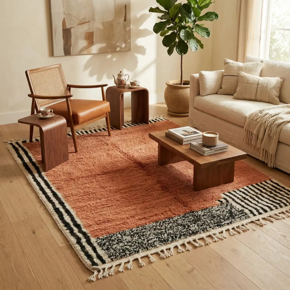 Tapis M'irt Terre Cuite — Motifs Graphiques