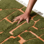 Tapis M'irt Vert Olive — Motifs Orange